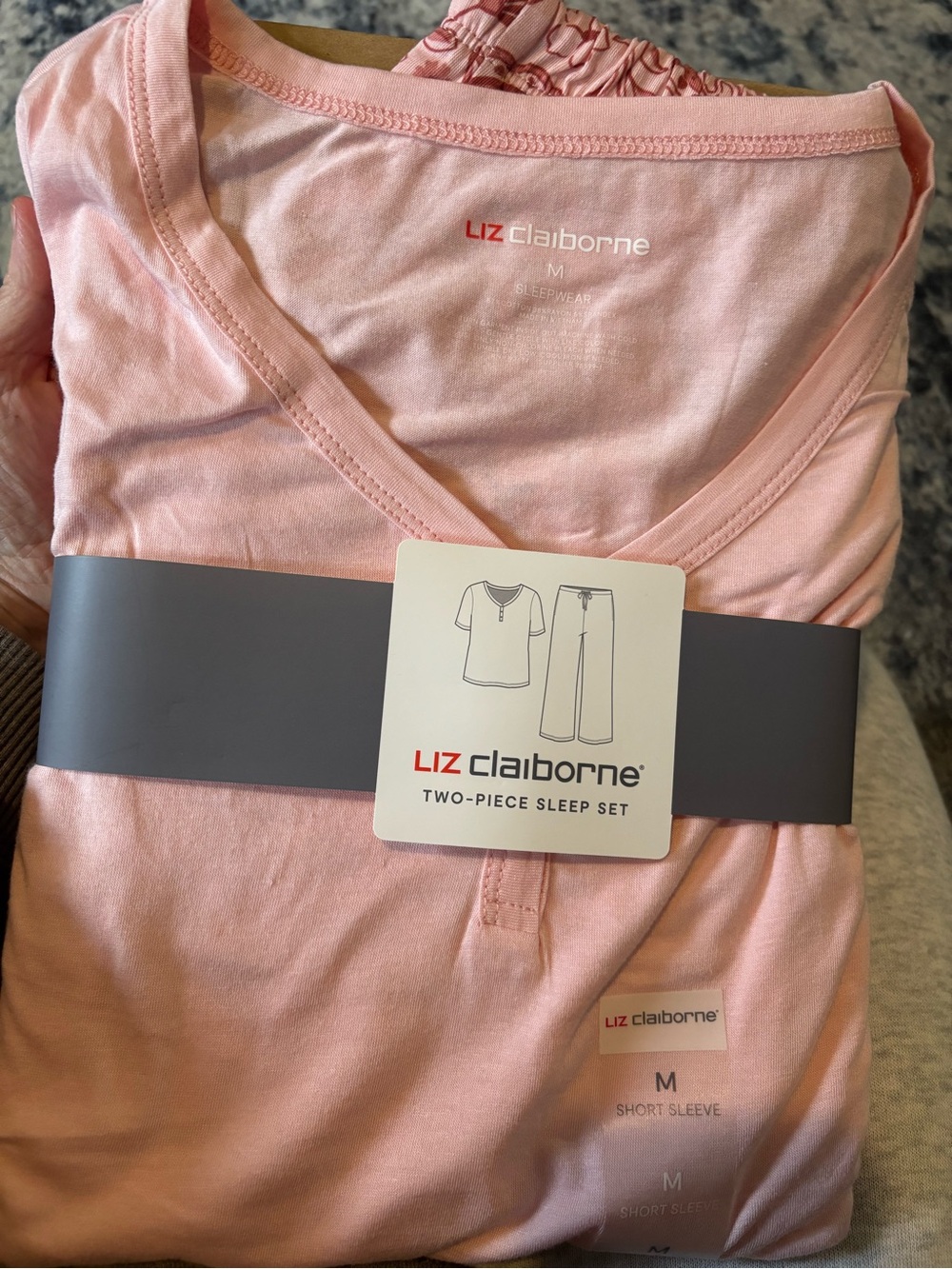 Liz Claiborne Pink Two-Piece Sleep Set light weight short sleeve top and pants